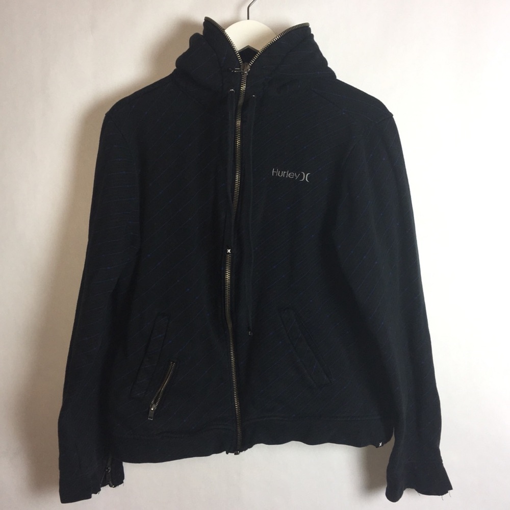 Hurley Zip Up hooded Sweater Medium Black